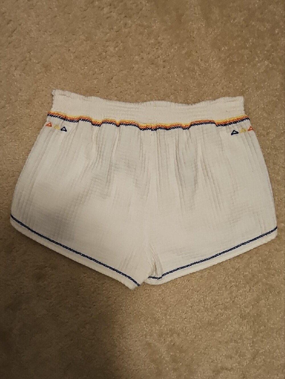 Roxy White Embroidered Athletic Shorts with Navy & Orange Trim - Picture 3 of 3